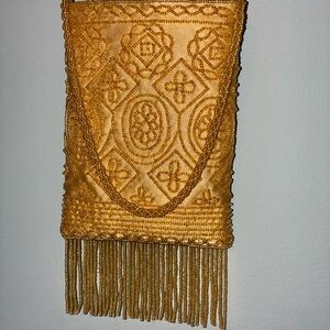 Valerie Stevens Gold Beaded Fringe Evening Clutch